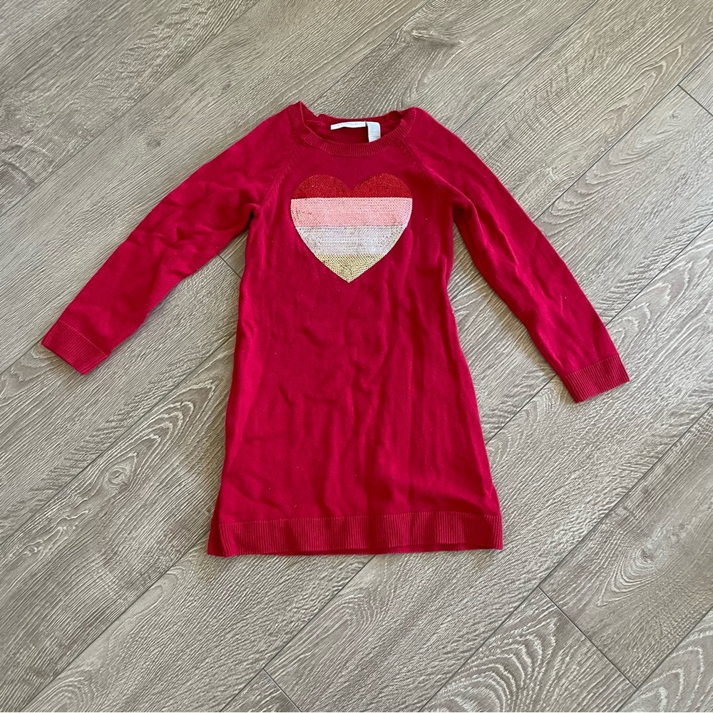 Ombré Sequin Heart Red Sweater Dress Valentine’s Day 5T